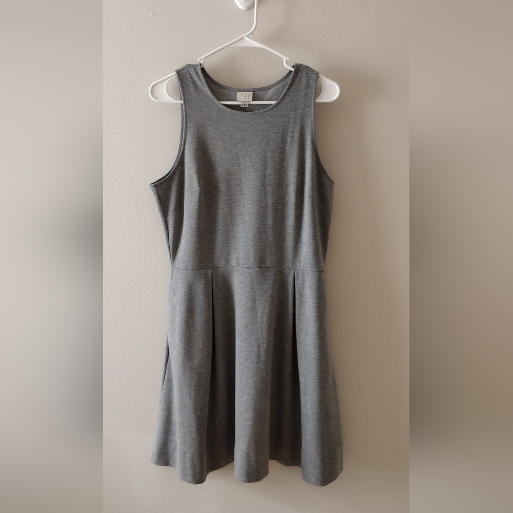 A New Day Women's Gray Heathered Knit Pockets Fit & Flare Stretch Sleeveless M